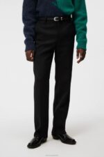 Haij Double Weave Pants Black Men J.Lindeberg Clothing 66XF1198