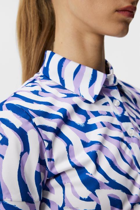 Hailey Print Polo Purple Painted Zebra Women J.Lindeberg Clothing 66XF1386 - Image 4