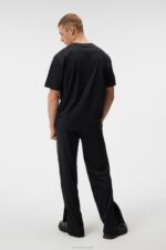 Hale Logo Patch T-shirt Black Men J.Lindeberg Clothing 66XF932