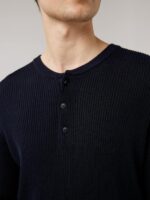 Hawk Rib Knitted Henley Navy Men J.Lindeberg Clothing 66XF2357 - Image 4