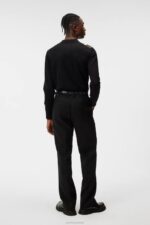 Heden Striped Knitted Polo Black Men J.Lindeberg Clothing 66XF1017 - Image 2