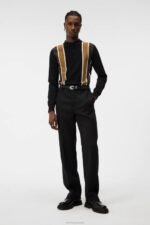 Heden Striped Knitted Polo Black Men J.Lindeberg Clothing 66XF1017 - Image 3
