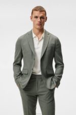 Hopper Active Hopsack Blazer Aloe Men J.Lindeberg Clothing 66XF1225