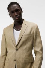 Hopper Super Linen Blazer Aloe Men J.Lindeberg Clothing 66XF1208 - Image 3