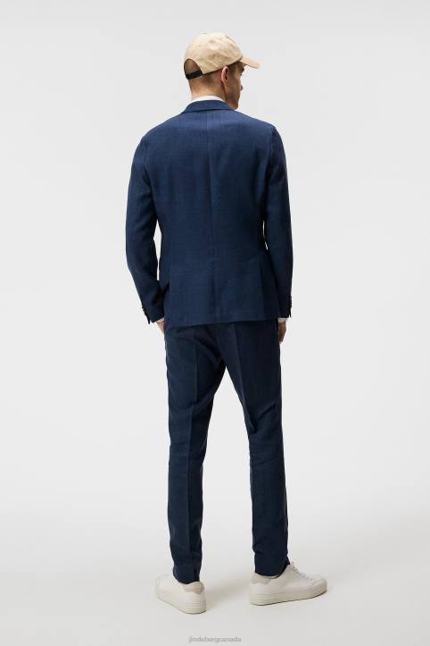 Hopper Super Linen Blazer Blue Indigo Men J.Lindeberg Clothing 66XF1221 - Image 2