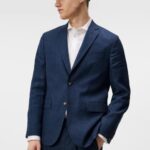 Hopper Super Linen Blazer Blue Indigo Men J.Lindeberg Clothing 66XF1221