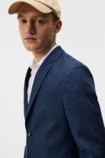 Hopper Super Linen Blazer Blue Indigo Men J.Lindeberg Clothing 66XF1221 - Image 4