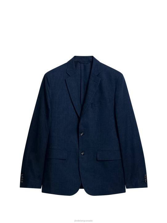 Hopper Super Linen Blazer Blue Indigo Men J.Lindeberg Clothing 66XF1221 - Image 6
