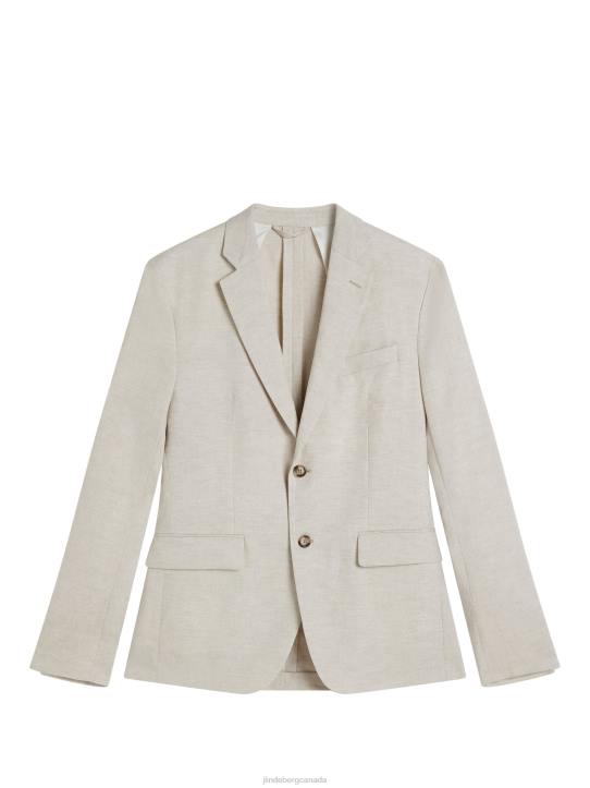 Hopper Super Linen Blazer Safari Beige Men J.Lindeberg Clothing 66XF1220 - Image 4