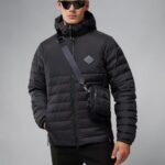 Hybrid Text Down Jacket Black Men J.Lindeberg Clothing 66XF2438