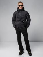 Hybrid Text Down Jacket Black Men J.Lindeberg Clothing 66XF2438 - Image 3