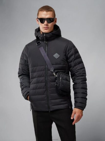 Hybrid Text Down Jacket Black Men J.Lindeberg Clothing 66XF2438