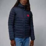 Hybrid Text Down Jacket Navy Men J.Lindeberg Clothing 66XF2437
