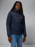 Hybrid Text Down Jacket Navy Men J.Lindeberg Clothing 66XF2437