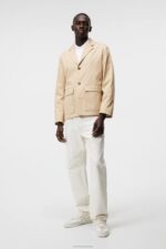Jack Light Cotton Blazer Safari Beige Men J.Lindeberg Clothing 66XF1211 - Image 2