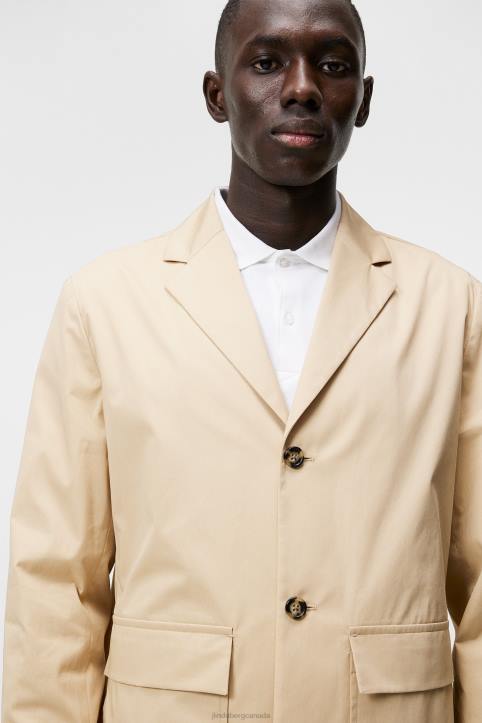 Jack Light Cotton Blazer Safari Beige Men J.Lindeberg Clothing 66XF1211 - Image 3