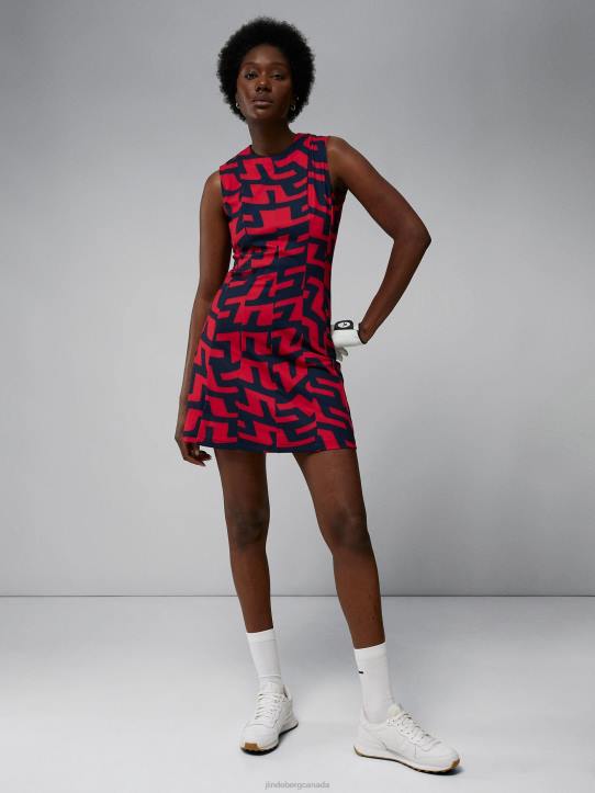 Jasmin Print Dress Bridge Swirl Red Women J.Lindeberg Clothing 66XF2658 - Image 2