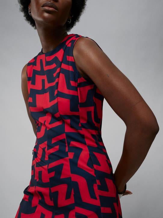 Jasmin Print Dress Bridge Swirl Red Women J.Lindeberg Clothing 66XF2658 - Image 3