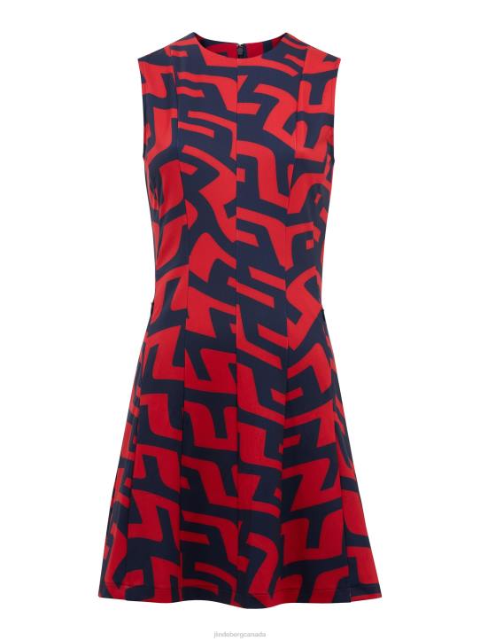 Jasmin Print Dress Bridge Swirl Red Women J.Lindeberg Clothing 66XF2658 - Image 4