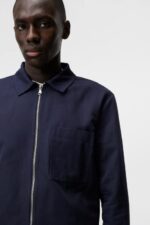 Jason Cotton Linen Overshirt Navy Men J.Lindeberg Clothing 66XF1215 - Image 3