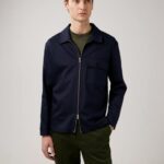Jason Cotton Stretch Overshirt Navy Men J.Lindeberg Clothing 66XF2565