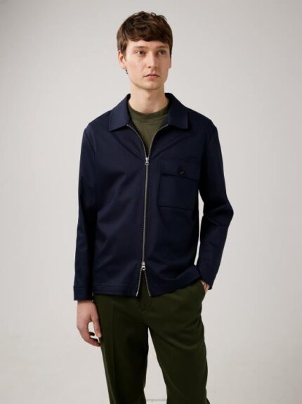 Jason Cotton Stretch Overshirt Navy Men J.Lindeberg Clothing 66XF2565