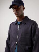Jason Stretch Flannel Overshirt Navy Men J.Lindeberg Clothing 66XF2571 - Image 3