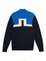 Jeff Knitted Sweater Navy Men J.Lindeberg Clothing 66XF590 - Image 6