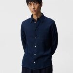 Jersey Slim Shirt Navy Men J.Lindeberg Clothing 66XF1182
