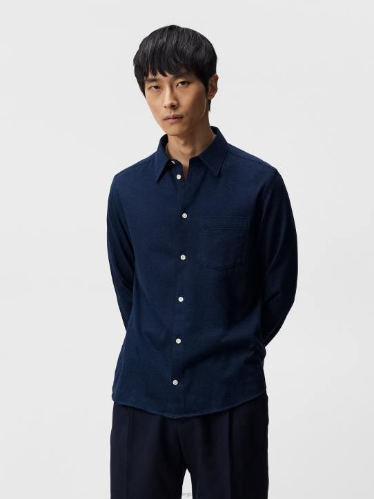 jersey_slim_shirt_navy_men_j_lindeberg_clothing_66xf1182.jpg Jersey Slim Shirt Navy Men J.Lindeberg Clothing 66XF1182 - Image 1