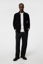 Jonah Suede Overshirt Black Men J.Lindeberg Clothing 66XF1163 - Image 2
