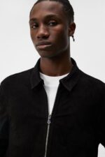 Jonah Suede Overshirt Black Men J.Lindeberg Clothing 66XF1163 - Image 3