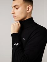 Kian Zipped Golf Sweater Black Men J.Lindeberg Clothing 66XF665 - Image 3