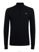 Kian Zipped Golf Sweater Black Men J.Lindeberg Clothing 66XF665 - Image 4