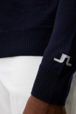Kian Zipped Golf Sweater Navy Men J.Lindeberg Clothing 66XF666 - Image 4