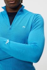 Kian Zipped Sweater Brilliant Blue Men J.Lindeberg Clothing 66XF657 - Image 3
