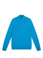 Kian Zipped Sweater Brilliant Blue Men J.Lindeberg Clothing 66XF657 - Image 4