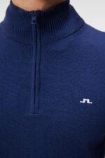 Kian Zipped Sweater Estate Blue Men J.Lindeberg Clothing 66XF558 - Image 4