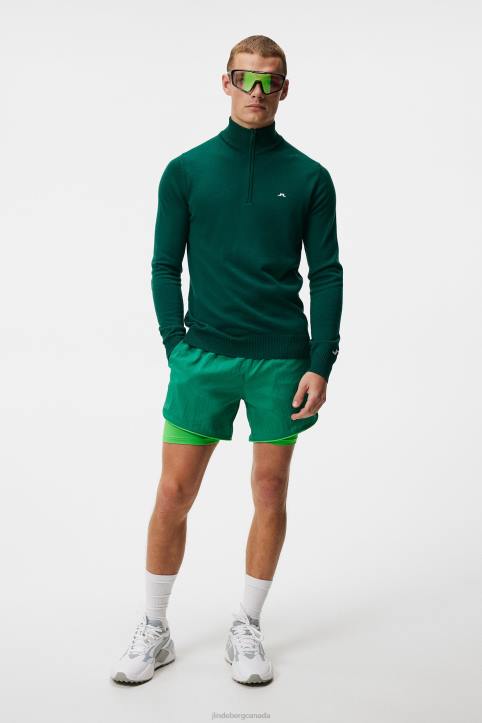Kian Zipped Sweater Rain Forest Men J.Lindeberg Clothing 66XF655 - Image 2