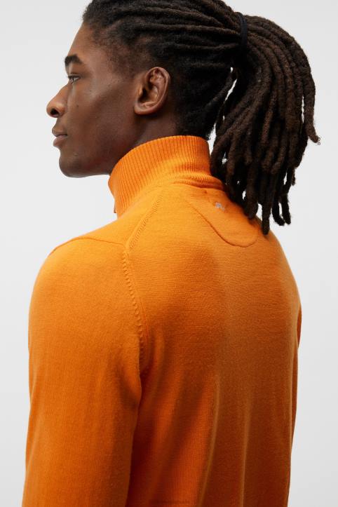 Kian Zipped Sweater Russet Orange Men J.Lindeberg Clothing 66XF658 - Image 3