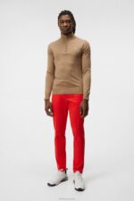 Kian Zipped Sweater Tiger Brown Men J.Lindeberg Clothing 66XF656 - Image 2
