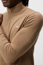 Kian Zipped Sweater Tiger Brown Men J.Lindeberg Clothing 66XF656 - Image 3