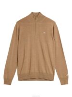 Kian Zipped Sweater Tiger Brown Men J.Lindeberg Clothing 66XF656 - Image 4