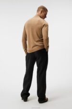 Kiyan Quarter Zip Sweater Chipmunk Men J.Lindeberg Clothing 66XF989 - Image 2
