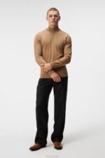 Kiyan Quarter Zip Sweater Chipmunk Men J.Lindeberg Clothing 66XF989 - Image 3