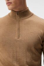 Kiyan Quarter Zip Sweater Chipmunk Men J.Lindeberg Clothing 66XF989 - Image 4