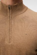 Kiyan Quarter Zip Sweater Chipmunk Men J.Lindeberg Clothing 66XF989 - Image 5