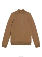 Kiyan Quarter Zip Sweater Chipmunk Men J.Lindeberg Clothing 66XF989 - Image 6