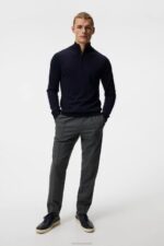 Kiyan Quarter Zip Sweater Navy Men J.Lindeberg Clothing 66XF1042 - Image 2