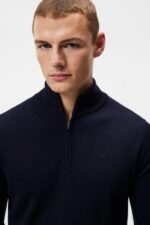 Kiyan Quarter Zip Sweater Navy Men J.Lindeberg Clothing 66XF1042 - Image 3